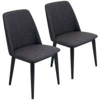 Tintori Mid-Century Dining Contemporary Chairs - Set of 2, Charcoal