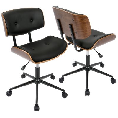 Mid-Century Modern Style Office Chair In Black with Adjustable Seat 