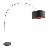 Salon Contemporary Floor Lamp with Black Metal Base and Black Shade with Copper Accent