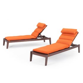 Vaughn 2-Pc. Sunbrella Chaise Lounges with Cushions - Tikka Orange