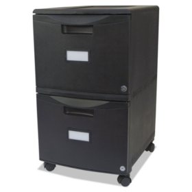 Storex - Two-Drawer Mobile Filing Cabinet, 14-3/4w x 18-1/4d x 26h -  Black