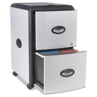 Storex - Mobile Filing Cabinet With Metal Siding, 19"W x 15"D x 23"H - Black/Silver