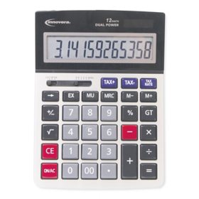 Innovera - 15971 Large Digit Commercial Calculator, 12 Digit LCD, Dual Power - Silver