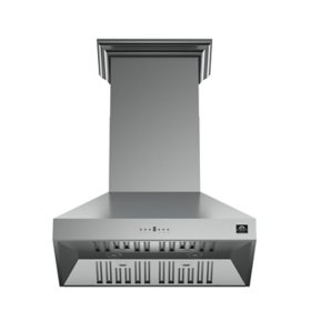 Forno Orvieto 36" Wall Mount Range Hood In Stainless-Steel with Baffle Filters & Chimney