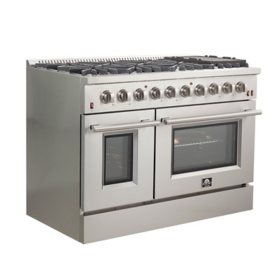 FORNO Galiano 48 in. 6.49 Cu. Ft. Pro-Style 8-Burner Gas Range & Double Gas Oven		