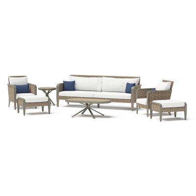 Grantina 7-Piece Sofa & Club Chair Patio Set With Sunbrella Fabric