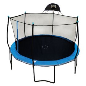 Bounce Pro 14′ Trampoline with Safety Enclosure and Basketball System