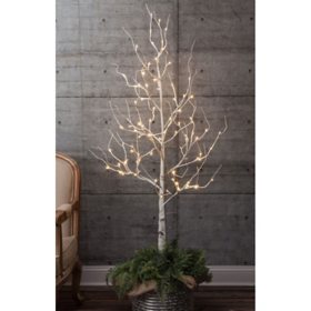 6' Birch Bark Effect Lighted Tree