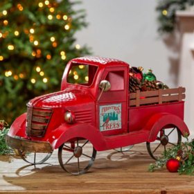 Antique Red Truck with 3 Seasonal Magnets