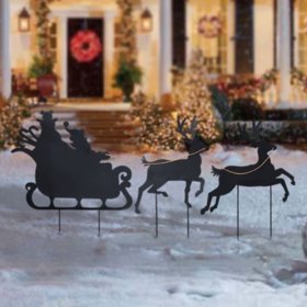 Santa Metal Silhouette Holiday Yard Décor