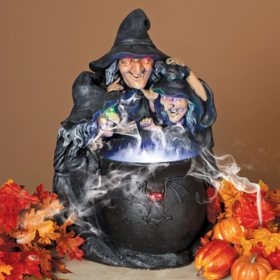 23" Pre-Lit Witches with Smoking Cauldron