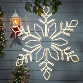 LED Cool White Neon Hanging Snowflake
