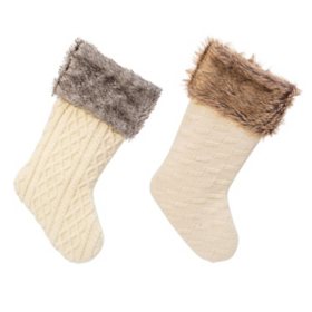 Faux Fur Stockings, Set of 2