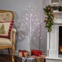 4' Electric White Birch Tree with Lights