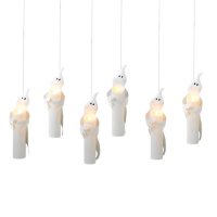 Battery-Operated Candles with White Metal Ghosts, Set of 6