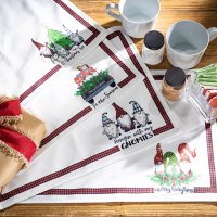 18" Fabric Gnome Design Placemats, Set of 4
