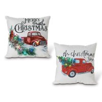 Lighted Holiday Truck Pillows, Set of 2