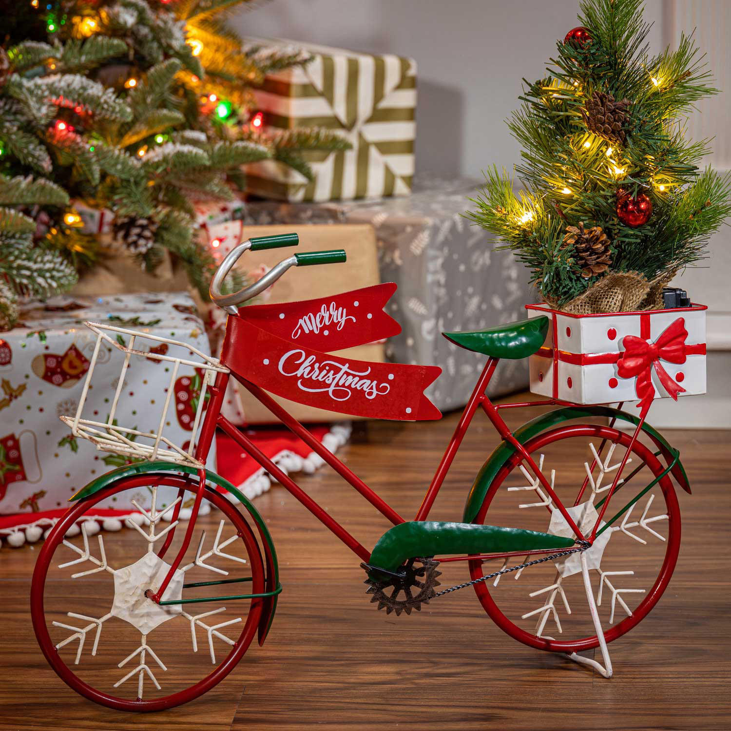 22″ Metal Holiday Bicycle with Lighted Tree