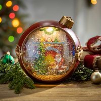 Lighted Musical Spinning Ornament Globe with Santa