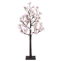 4' Battery-Operated Lighted Textured Peach Flower Tree