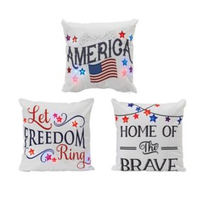 GIL S/3 16-in L Battery Operated Americana Throw Pillows