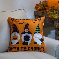 16" Fabric Halloween Gnome Pillows, Set of 2