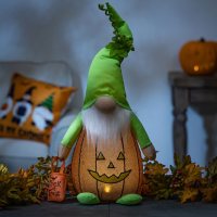 21.66" Lighted Plush Halloween Pumpkin Gnome