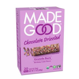 MadeGood Birthday Cake Drizzled Bars 0.85 oz., 20 pk.