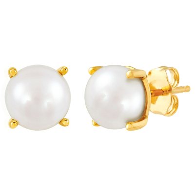 Yellow gold deals pearl earrings