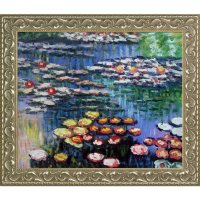 Claude Monet Water Lilies, Pink Hand Painted Oil Reproduction