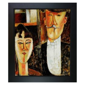 Hand-painted Oil Reproduction of Amedeo Modigliani <i>Bride and Groom</i>.