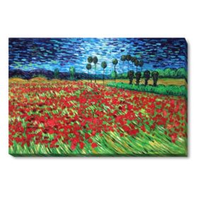 Hand-painted Oil Reproduction of Vincent Van Gogh's <i>Field with Poppies</i>.