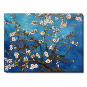 Hand-painted Oil Reproduction of Vincent Van Gogh's <i>Branches of an Almond Tree in Blossom</i>.