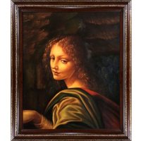 Hand-painted Oil Reproduction of Leonardo Da Vinci's <i>The Virgin of the Rocks</i>.