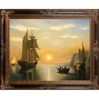 Hand-painted Oil Reproduction of William Bradford's <i>A Sunset Calm in the Bay of Fundy</i>.