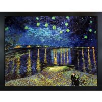 Hand-painted Oil Reproduction of Vincent Van Gogh's <i>Starry Night Over The Rhone</i>.