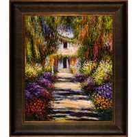 Hand-painted Oil Reproduction of Claude Monet's Garden Path at Giverny.