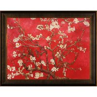 Hand-painted Oil Reproduction of Vincent Van Gogh's Branches of Almond Tree in Blossom (Red).