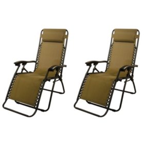Zero Gravity Outdoor Chairs,  2 Pack, Choose Color