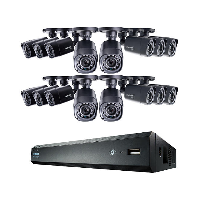 Lorex 16-Channel 720p Surveillance System, 16 720p Weatherproof Bullet Cameras with 130' Night Vision