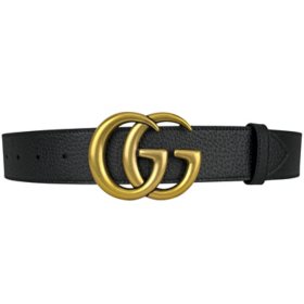 Gucci Wide Leather Belt with Double G Buckle