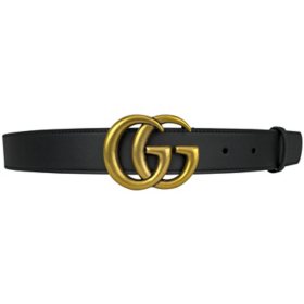Gucci Slim Leather Belt with Double G Buckle