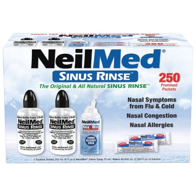 NeilMed Sinus Relief Rinse Kit with Premixed Packets (250 ct