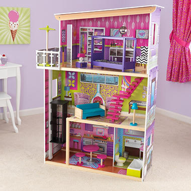 Supermodel Dollhouse with 12 Furniture Pieces, including Fancy Chandelier
