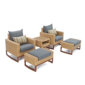 Mili 5-Piece Club Chair & Ottoman Set With Sunbrella Fabric by RST Brands (Assorted Colors)