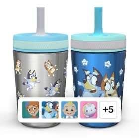 Zak Designs 12-oz. Stainless Steel Double-Wall Tumbler for Kids with Antimicrobial Straw, 2-Piece Set (Assorted Colors)