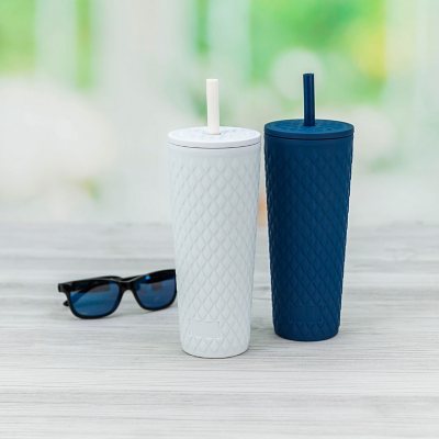 Zak! Designs Antimicrobial Stainless Steel Double Wall Straw + Tumbler, 1  ct - Fry's Food Stores