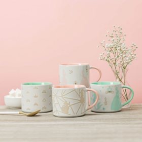 Zak Designs 15 Oz Ceramic Modern Mug, 4-Piece Set (Assorted Colors)		