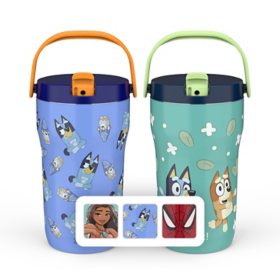 Zak Designs 14-oz. Stainless Steel Double Wall Sutton Grip Tumbler for Kids, 2-Piece Set (Assorted Colors)
