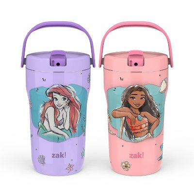 Zak Designs 14-oz. Stainless Steel Double Wall Sutton Grip Tumbler for Kids, 2-Piece Set, Assorted Characters